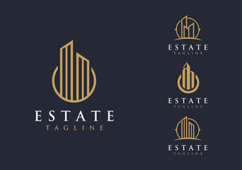 Elegant Real Estate Logo set template on dark background