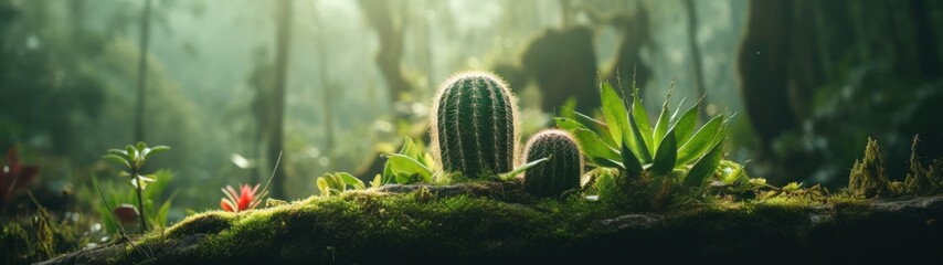 a cactus growing in a forest