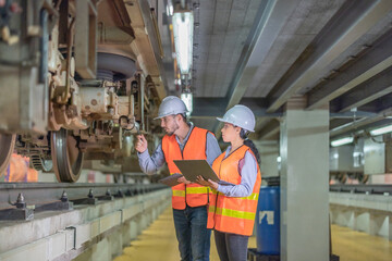 Rail technicians identify, repair engine issues, prevent fuel leaks for efficient train operation © SpaceOak