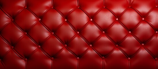 Lavish red leather couch featuring intricate diamond design, adding a touch of sophistication to any room