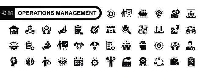 Operation management flat  icons.  Vector illustration.