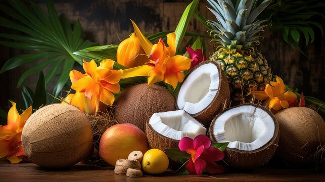 tropical single coconut background