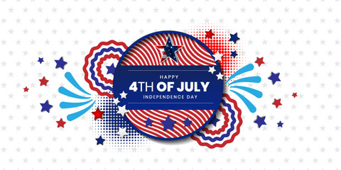 Happy Independence day, Fourth of July background, Happy 4th of July USA Independence Day greeting card. waving american national flag and lettering text design. Vector illustration.