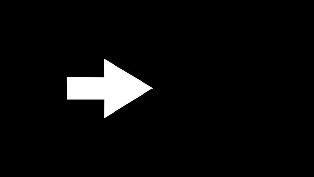 Back and forth right arrow animation in concept video. Flat design arrow icon in 4k resolution.