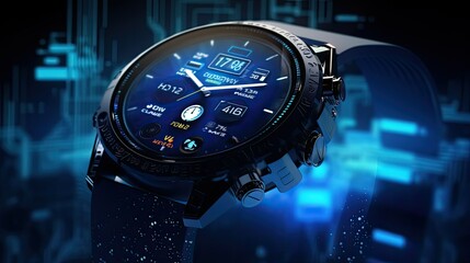 smartwatch dark blue background tech