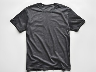 High Detail Dark Grey T-Shirt Mockup on Plain Background, A versatile and high-quality t-shirt mockup that can be used for showcasing custom designs,