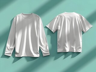 White Long Sleeve T-Shirt Mockup Template on a Pastel Background, To showcase a blank white long sleeve t-shirt for design printing and advertising
