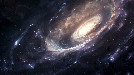 Spiral galaxy viewed from the edge