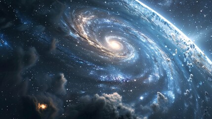 Spiral galaxy viewed from the edge - obrazy, fototapety, plakaty