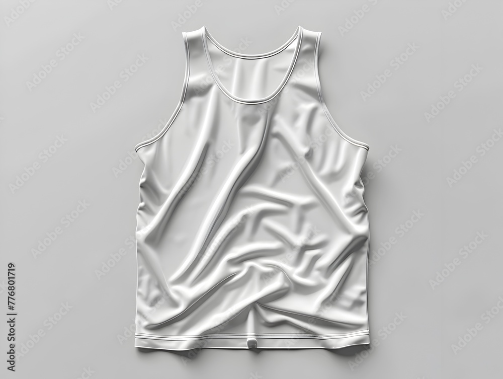 Wall mural Blank White Sleeveless Sportswear Tank Top Mockup on Plain Background