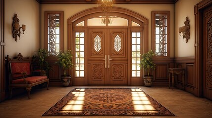 carvings front door interior