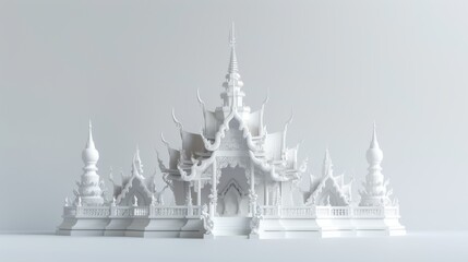 Thailand temple with full moon papercut art - obrazy, fototapety, plakaty