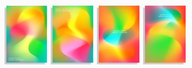 set of colorful spring color grainy mesh gradient cover poster backgrounds design.