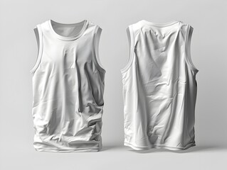 Blank White Sleeveless Athletic Tank Top Mockup for Merchandise Designs