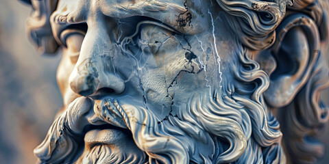 the face and beard of an ancient Greek god, generative AI