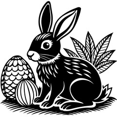 Easter bunny rabbit silhouette graphics vector illustration,Easter line art,Easter Svg Design,Laser Cut File Cricut,paper cut and printing,easter SVG,spring svg,Easter for Kids bundle