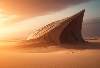 Traces of a past civilization in the desert sands. - obrazy, fototapety, plakaty