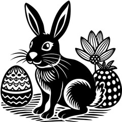 Easter bunny rabbit silhouette graphics vector illustration,Easter line art,Easter Svg Design,Laser Cut File Cricut,paper cut and printing,easter SVG,spring svg,Easter for Kids bundle