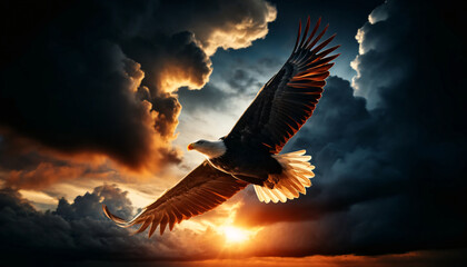 an eagle soaring in the sky