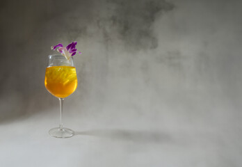 Chrysanthemum juice in glass isolated in picture