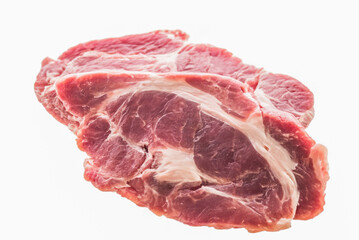 Fresh raw beef steak on white background