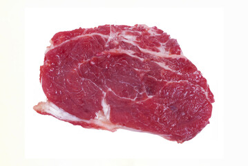 Fresh raw beef steak on white background