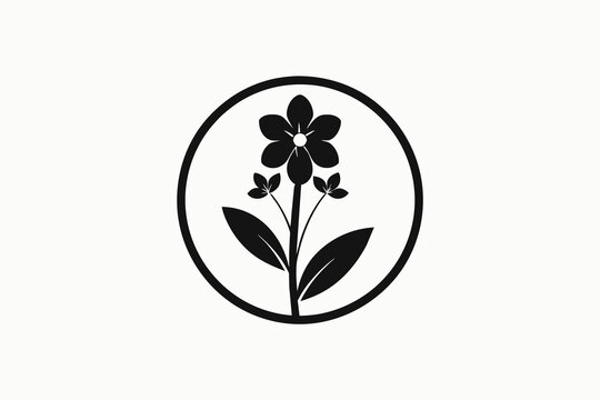 A picture of a forget-me-not-icon in circle silhouette black logo vector illustration