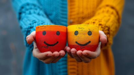 Naklejka premium pictures with emotions as the background color,generative ai