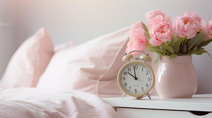 bouquet pink alarm clock