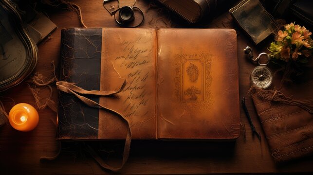 vintage brown leather book cover