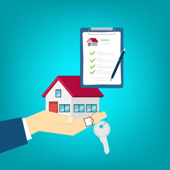 Buy or rent house . Real estate, mortgage loan concept.	