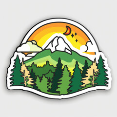 Nature-Inspired Mountain and Forest Sticker