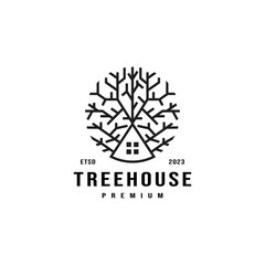abstract house pine tree logo design inspiration