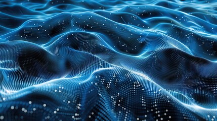 Abstract Fractal Energy: A mesmerizing blend of blue hues and dynamic patterns, resembling the energetic flow of water and electricity in a seamless, glowing design - obrazy, fototapety, plakaty