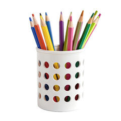 white holder for pencils isolated on transparent background.