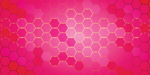Pink Hexagonal background with golden light