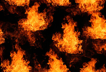 Intense flame, on a dark background. Fire Background