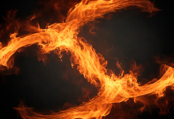 Intense flame, on a dark background. Fire Background