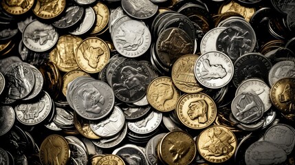 ancient gold and silver coins - obrazy, fototapety, plakaty