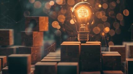 Creative Concept with Lightbulb and Diverse Innovation Icons