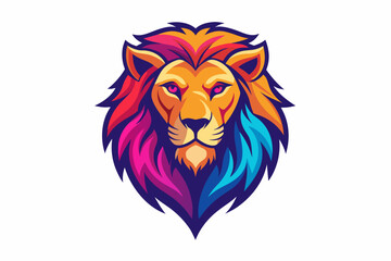  Lion beard logo, vibrant color vector illustration