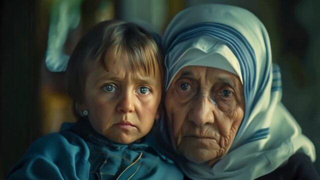 An elderly Indian woman and a poor Indian child were featured in Mother Teresa's Mercy and Charitable Mission to highlight the gap between hardship and pity.	
