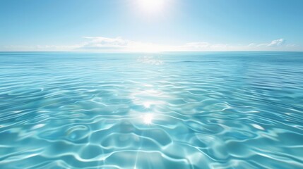 Abstract beauty of clear, calm blue sea surface under sky light