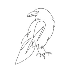 Fototapeta premium Raven Continuous One Line Drawing. Bird Raven One Line Drawing. Minimalist Contour Illustration. Vector EPS 10.