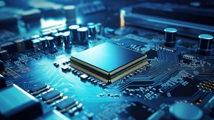 Fotobehang circuit computer chip technology © vectorwin