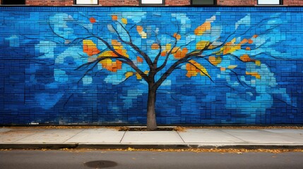 mural blue brick