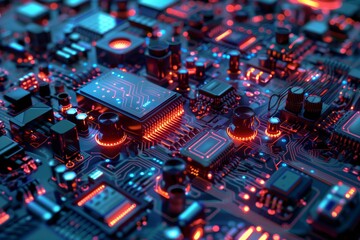 Fototapeta na wymiar 3D render of computer circuit board