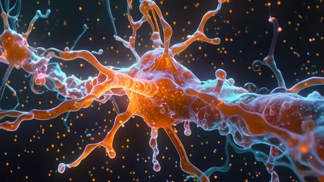 Vibrant Neurotransmission Synapse Close-up