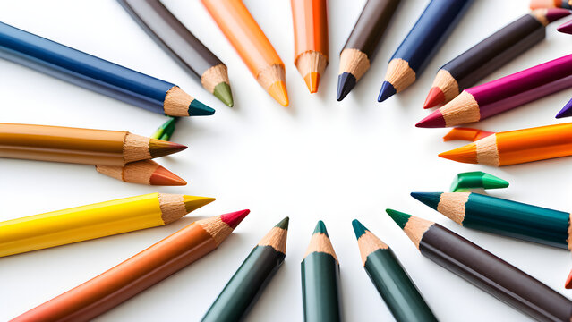 Colored pencils neatly arranged, background image, children's education, Children's Day gifts