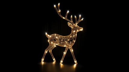 reindeer christmas lights on black background